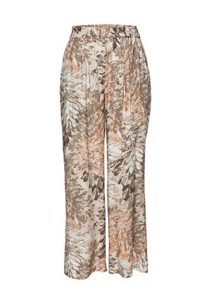 PALAZZO - Pantaloni - apricot taupe bedruckt