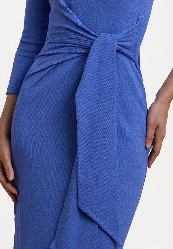 IMALAH TIE FRONT COTTON BLEND CREWNECK DRESS - Jersey dress - soft lazuli4