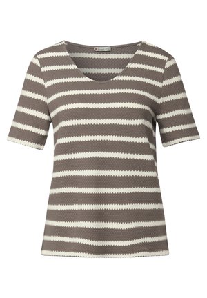Street One GESTREIFTES STRUKTUR - Print T-shirt - braun