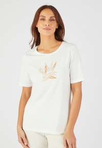 Damart MOTIF TON SUR TON PAILLETÉ - Camiseta estampada - blanc cassé