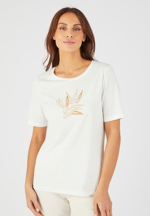 Damart MOTIF TON SUR TON PAILLETÉ - Camiseta estampada - blanc cassé