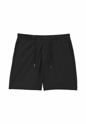 Bañador negro confeccionado con tela ligera. Cuenta con una cintura elástica con cordón, dos bolsillos laterales y un corte recto.