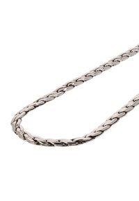 Sølvtonet metal kædehalssmykke med sammenkoblede ovale led, glat tekstur og poleret overflade. Længden er justerbar.