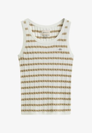 GANT, STRIPED CABLE KNIT - Top - oat beige