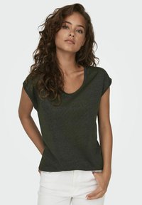 ONLY ONLSILVERY V NECK NOOS - Camiseta básica - rosin