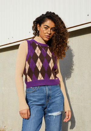 DEJA VU SWEATER VEST - Neule - forest plum