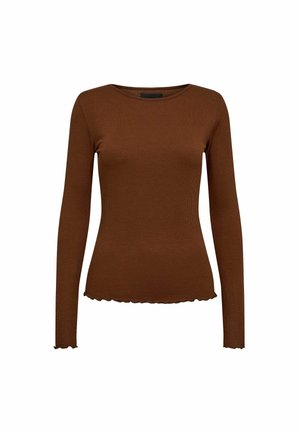 Liberté Essentiel, NATALIA LS ROUND NECK BLOUSE - Блуза с дълги ръкави - dark brown