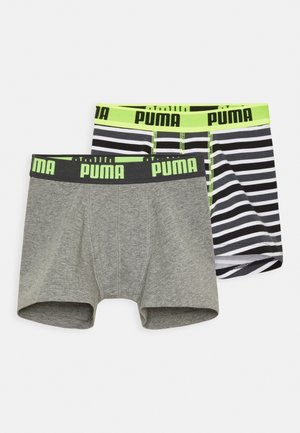 Puma BOYS BASIC BOXER PRINTED STRIPE 2 PACK - Kurze Boxershorts - fluo yellow/grey