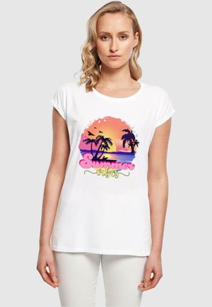 Merchcode SUMMER VIBES SUNSET EXTENDED SHOULDER - Apdrukāts T-krekls - white