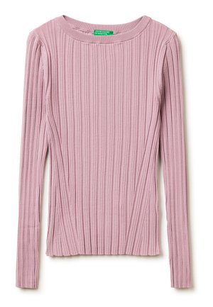Trui met lange mouwen, ribgebreid in stoffig roze met een ronde halslijn en een aansluitende pasvorm.