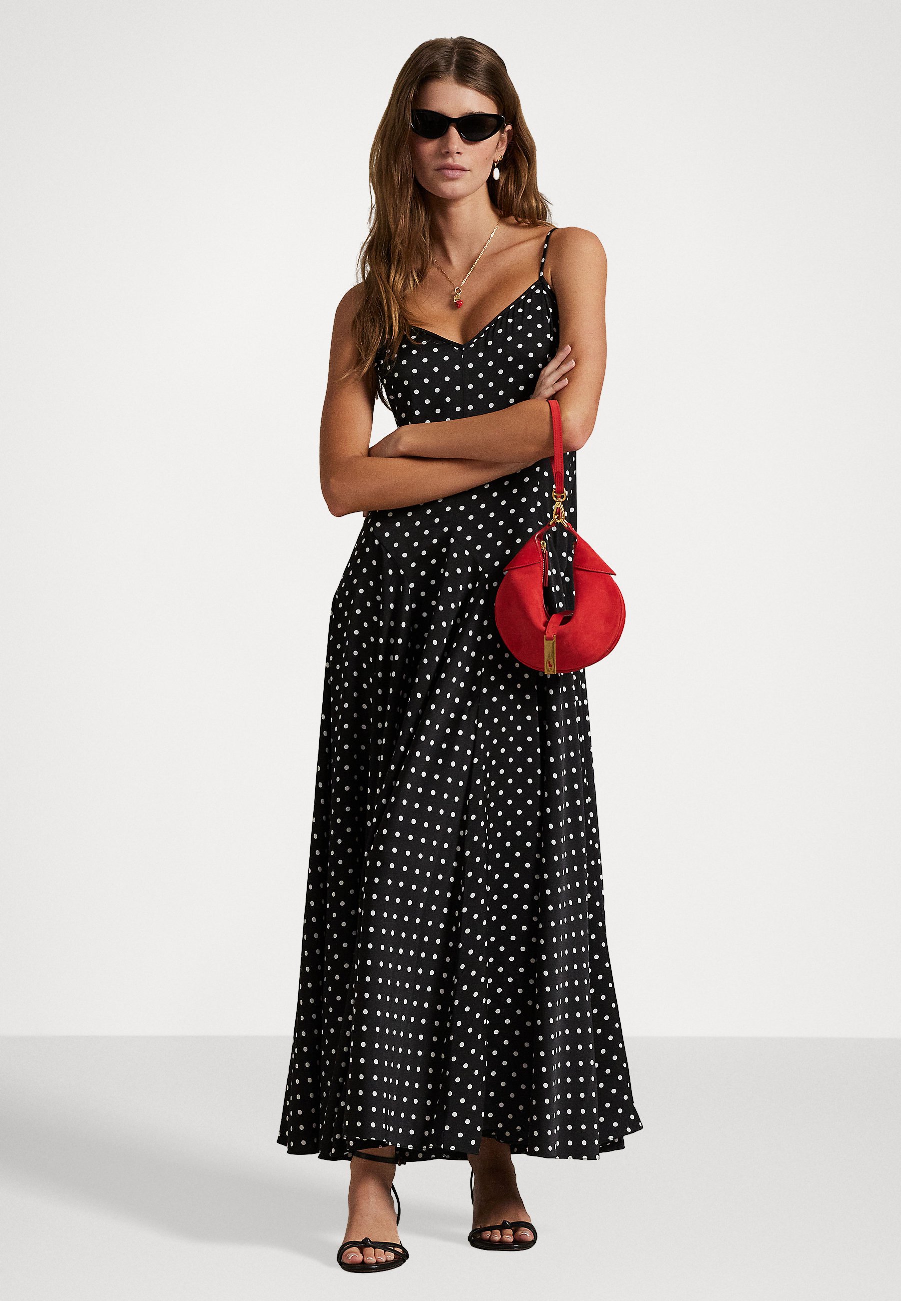 Polo Ralph Lauren POLKA DOT SATIN DRESS - Day dress - black Polo Ralph Lauren POLKA DOT SATIN DRESS - Day dress - black