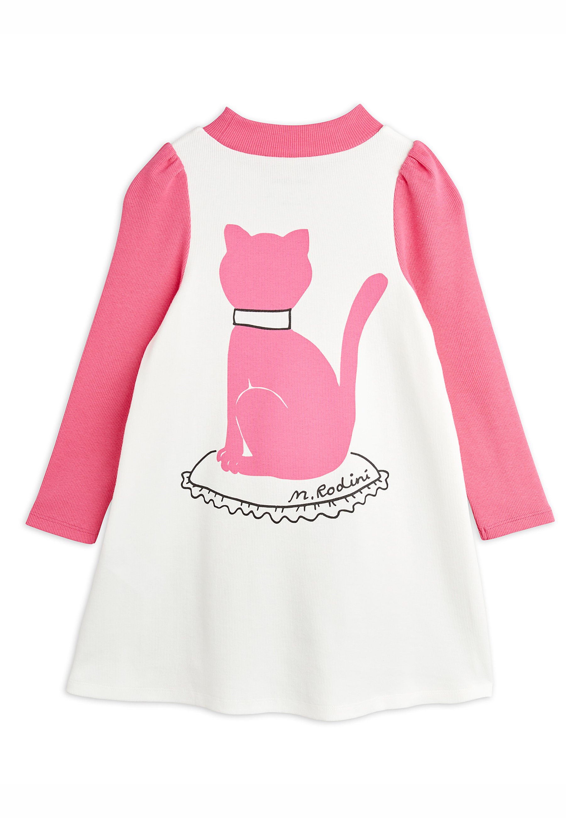 mini rodini CAT SP LS DRESS White 猫ワンピース mini rodini CAT SP LS DRESS White 猫ワンピース