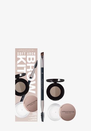 Soft Arch Brow Kit met een schuine kwast, spoolie, dual-shade wenkbrauwpoeder en doorzichtige wenkbrauwwas van Anastasia Beverly Hills.