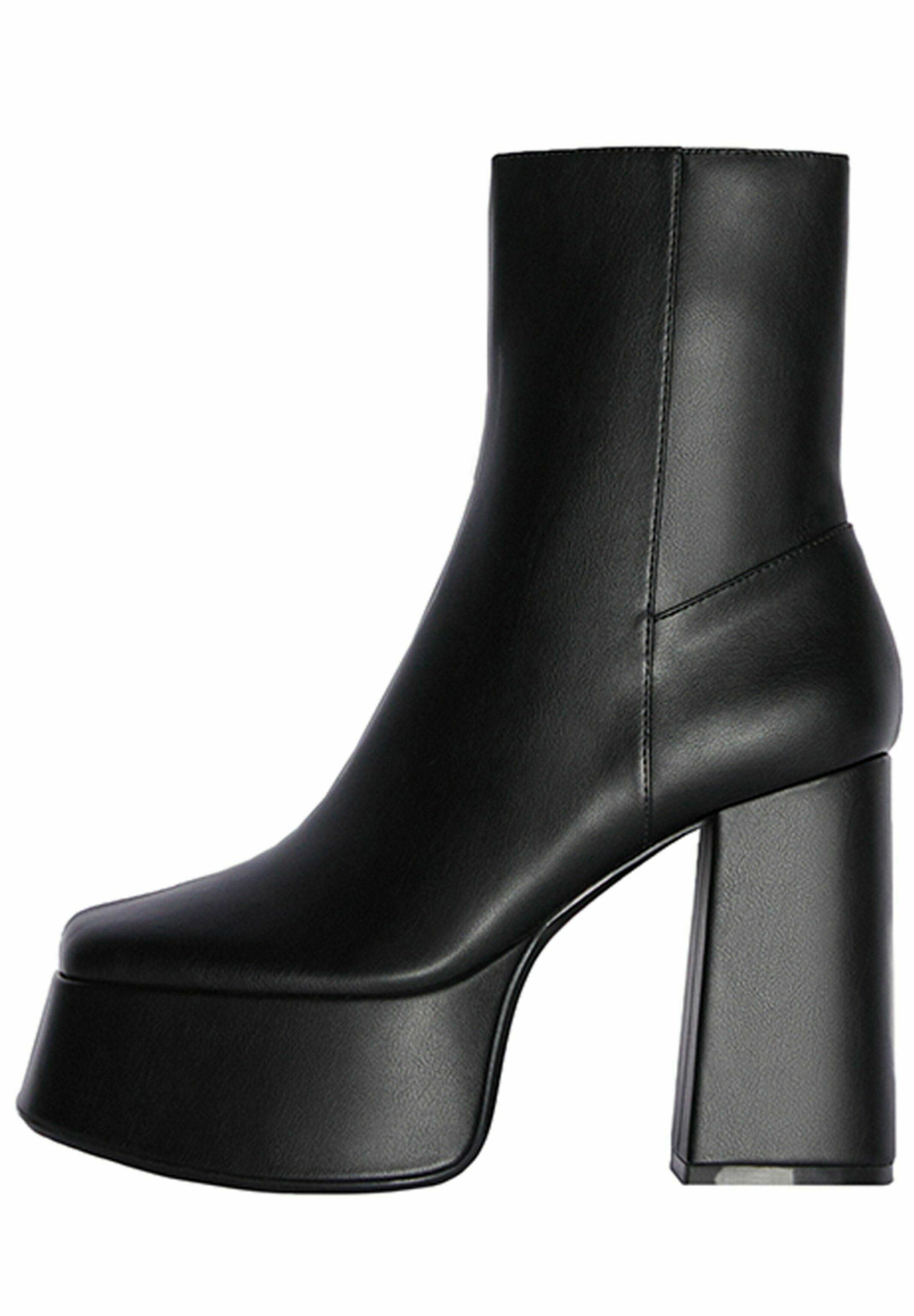 Bershka Enkellaarsjes met plateauzool - black/zwart - Zalando.be