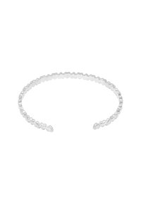 Bracciale a manica in argento con un design testurizzato e accenti rotondi simili a perline lungo il bordo. Con apertura alle estremità per una misura regolabile.