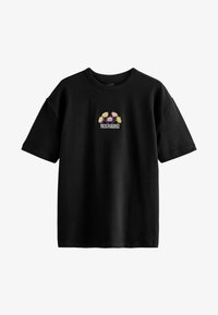 Ej vald, black flower embroidery