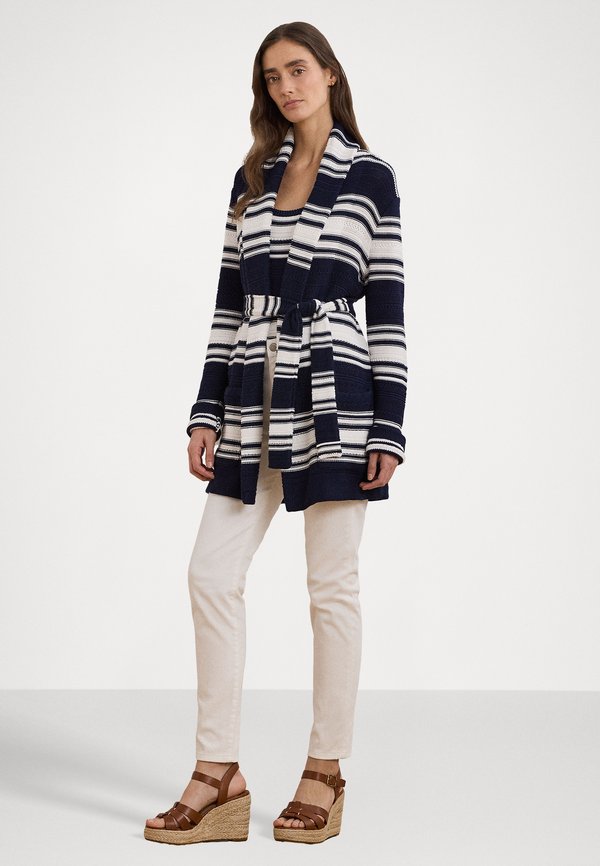 STRIPED BELTED COTTON BLEND CARDIGAN - Cardigan3