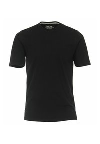 Czarny t-shirt z krótkim rękawem wykonany z bawełny. Posiada okrągły dekolt i prosty wzór. Metka widoczna przy szyi z napisem "Redmond".