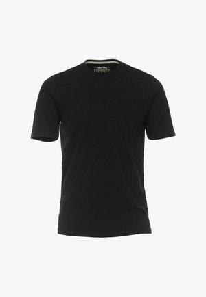 Czarny t-shirt z krótkim rękawem wykonany z bawełny. Posiada okrągły dekolt i prosty wzór. Metka widoczna przy szyi z napisem "Redmond".