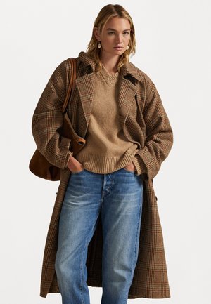 GLEN PLAID WOOL TRENCH COAT - Trenčkot - brown