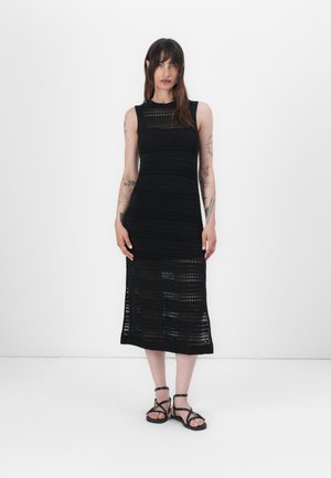 MIDI DRESS - Strikket kjole - black