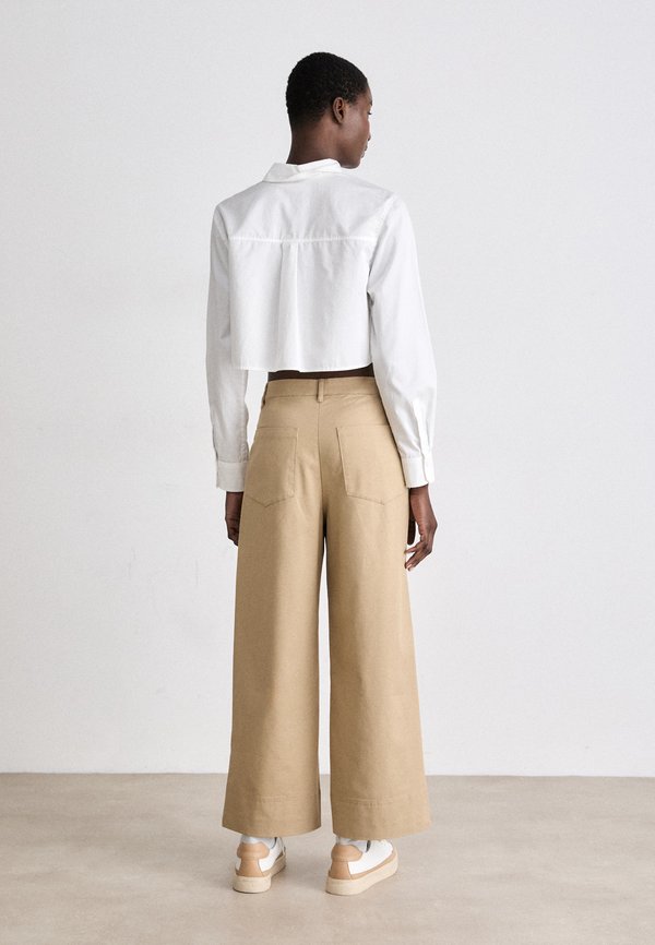 WIDE LEG CROPPED PANTS - Trousers - dark khaki3