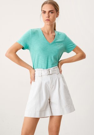 MIT STICKEREI - Print T-shirt - turquoise placed p