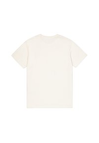T-shirts i bomuld i off-white med korte ærmer og rund halsudskæring, der har et enkelt design og en glat tekstur. Ingen synlige logoer eller mønstre.