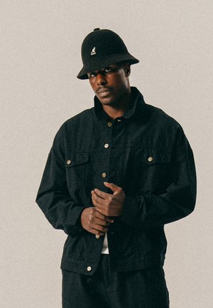 CHECKED CHENILLE JACKET - Denimová bunda - black