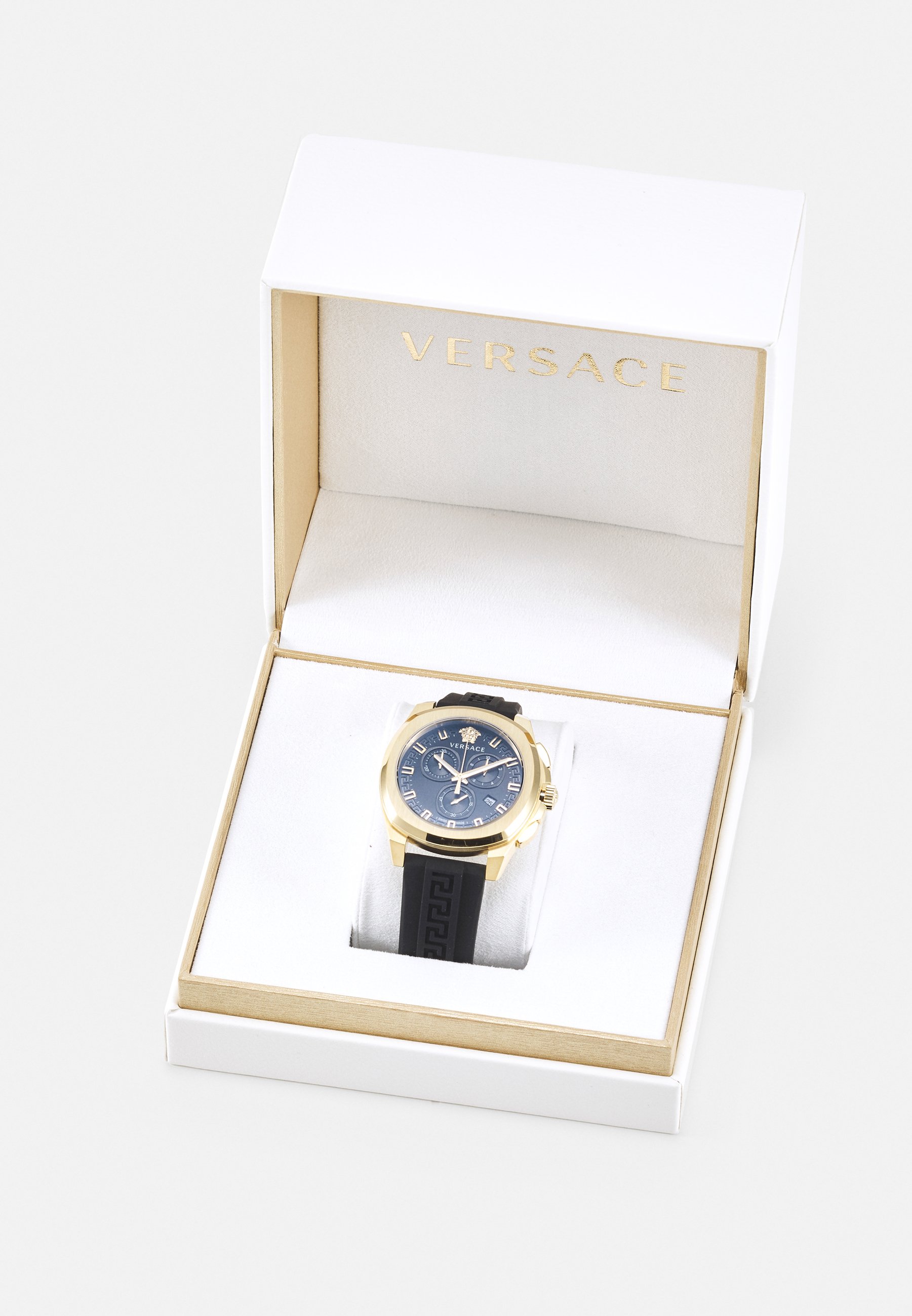 Versace Watches GEO - Chronografinis laikrodis - black/champagne  gold-coloured/juoda - Zalando.lt