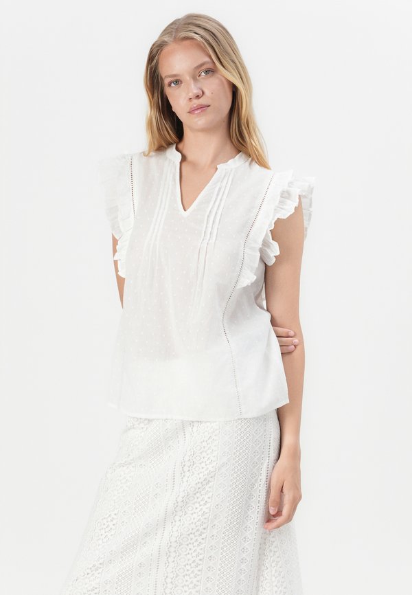 ONLRAINA V NECK RUFFLE - Blouse - cloud dancer4