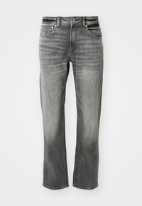 Γκρι τζιν παντελόνι με χαλαρή εφαρμογή, διαθέτει κουμπί κλεισίματος, πέντε τσέπες και φθαρμένη υφή. Το τελείωμα είναι ίσιο και ραμμένο.