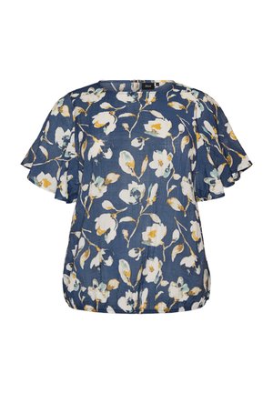 Zizzi, BLUSE MIT BALLONFORM UND FLÜGELÄRMELN - Blouse - blau