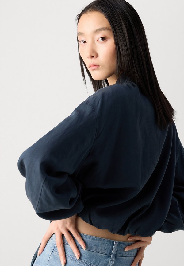 INDOOR JACKET BLOUSON STYLE CROPPED LENGTH, ELASTIC CUFFS COLLAR ZIPPER - Bomber Jacket4