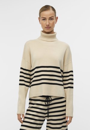 Minna L S Knit Pullover Sandshell Stripes Bl