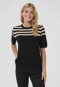 Kaffe LIZZA STRIPED - T-shirt imprimé - black feather gray half stripe