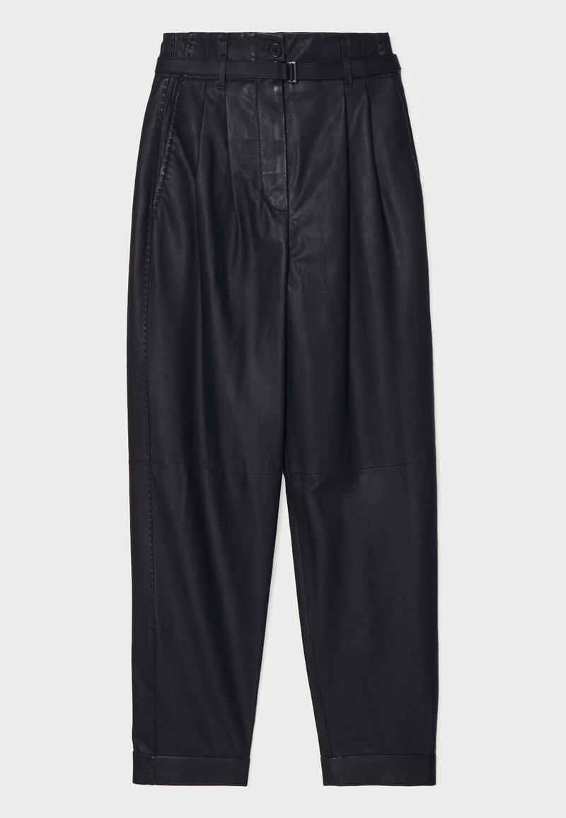 Emporio Armani Leren broek zwart