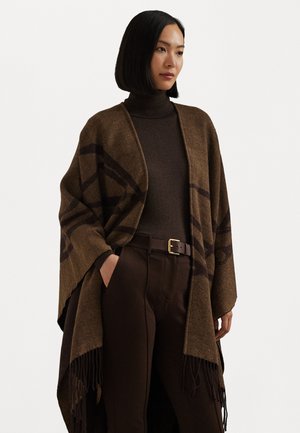 Lauren Ralph Lauren LOGO & BELTING OTIF JACQUARD RUANA - Viitta - honey tan/circuit brown