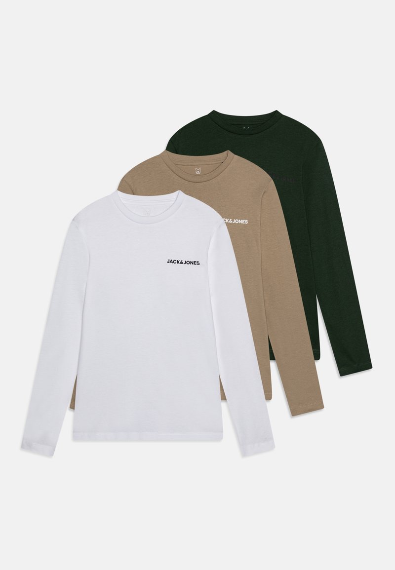 Jack & Jones Junior JJKAI TEE CREW NECK 3 PACK - Maglietta a manica lunga - white/mountainview/coriander