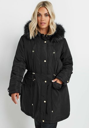 Yours Clothing, FAUX FUR TRIM PARKA JACKET - Parka - black