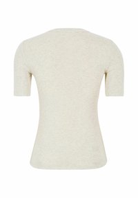 Gai beidzot īsām piedurknēm t-krekls ar apaļu dekoltē un gludu tekstūru. Iezīmējas ar pieguļošu formu un maigu heathered rakstu.