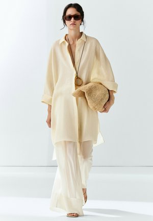 Massimo Dutti, 100% LINEN SHORT SHIRT DRESS - Camicia - yellow