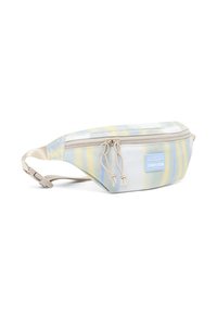 Pasztell színű, batikolt minta fanny pack kék logóval, cipzáras zsebbel, állítható pánttal és texturált szövet kivitelben.