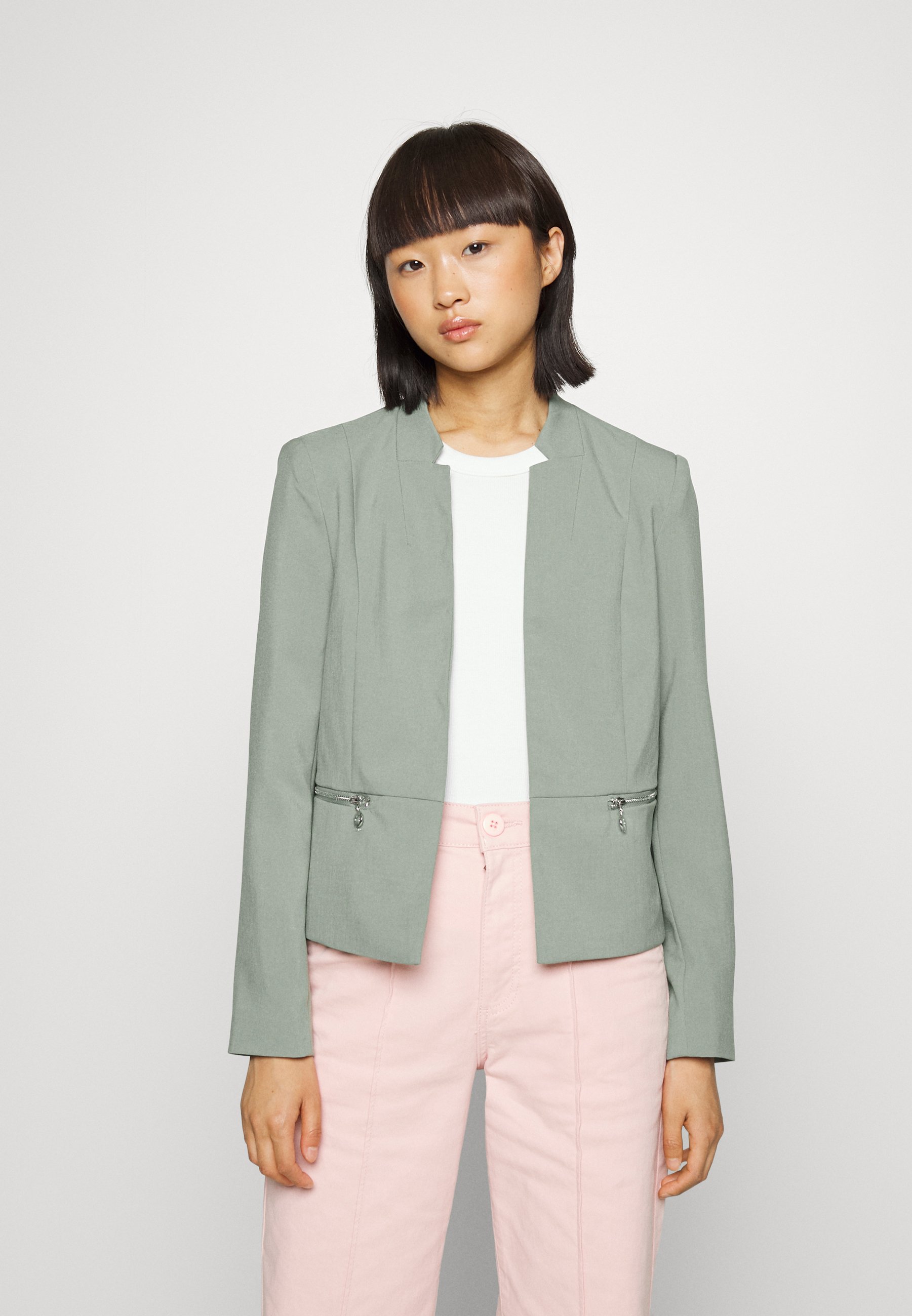 Only Petite Onlmaddy Koma Short Zip Blazer Sea Spray, Women's, Size: 16, Green