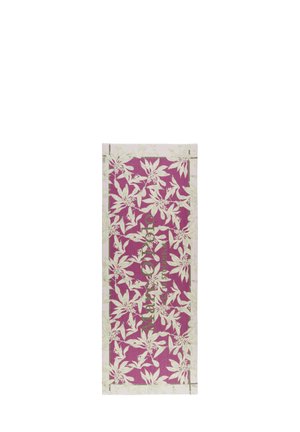 Rectangular product packaging in vibrant pink with white floral pattern. Green text features prominently in the center. Matte finish, minimal accents.
