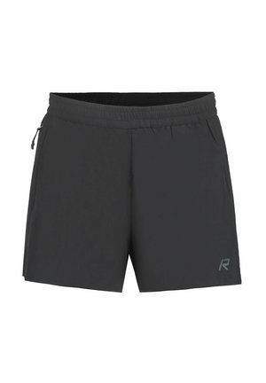 Sorte atletikshorts med elastisk taljebånd, sidelomme med lynlås og lille reflekslogo på det nederste højre ben.