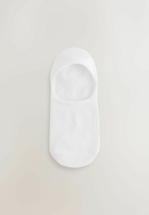 Hvide bomulds low-cut strømper med en glat tekstur, rund tå og ribbet kant for en tætsiddende pasform. Velegnet til hverdagssko.