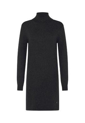 Abito a collo alto nero realizzato in un morbido tessuto a maglia, con maniche lunghe, vestibilità comoda e un piccolo logo decorativo all'orlo.
