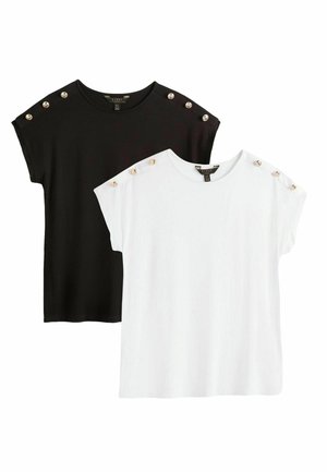 REGULAR FIT - TWO PACK ROUND NECK - Tričko s potlačou - white black