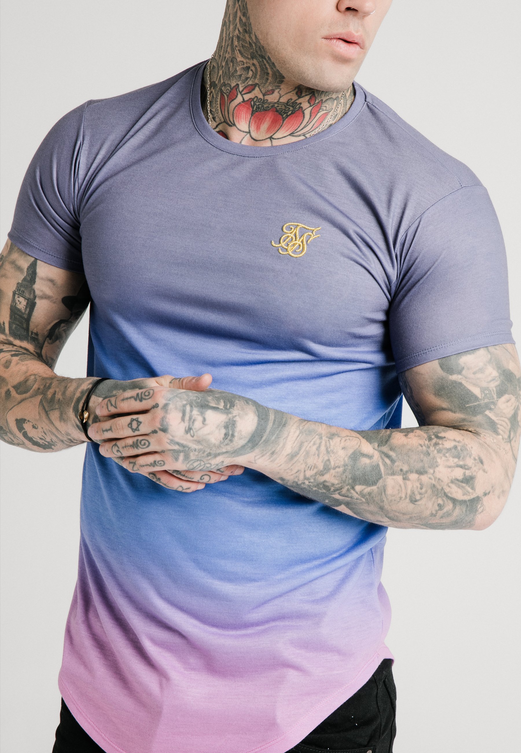 SIKSILK CURVED HEM FADE TEE T shirts med print tri neon SIKSILK CURVED HEM FADE TEE - T-shirts med print - tri neon